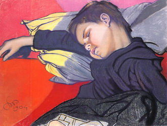 Schlafender Mietek (1904) von dem berühmten polnischen Maler Stanislaw Wyspianski (1869-1907) Stanisław Wyspiański (1869 - 1907)