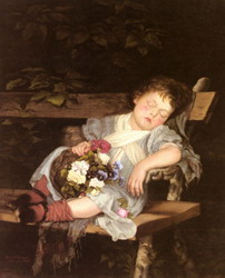 Śpiąca dziewczynka, 1875 Marianne Stokes